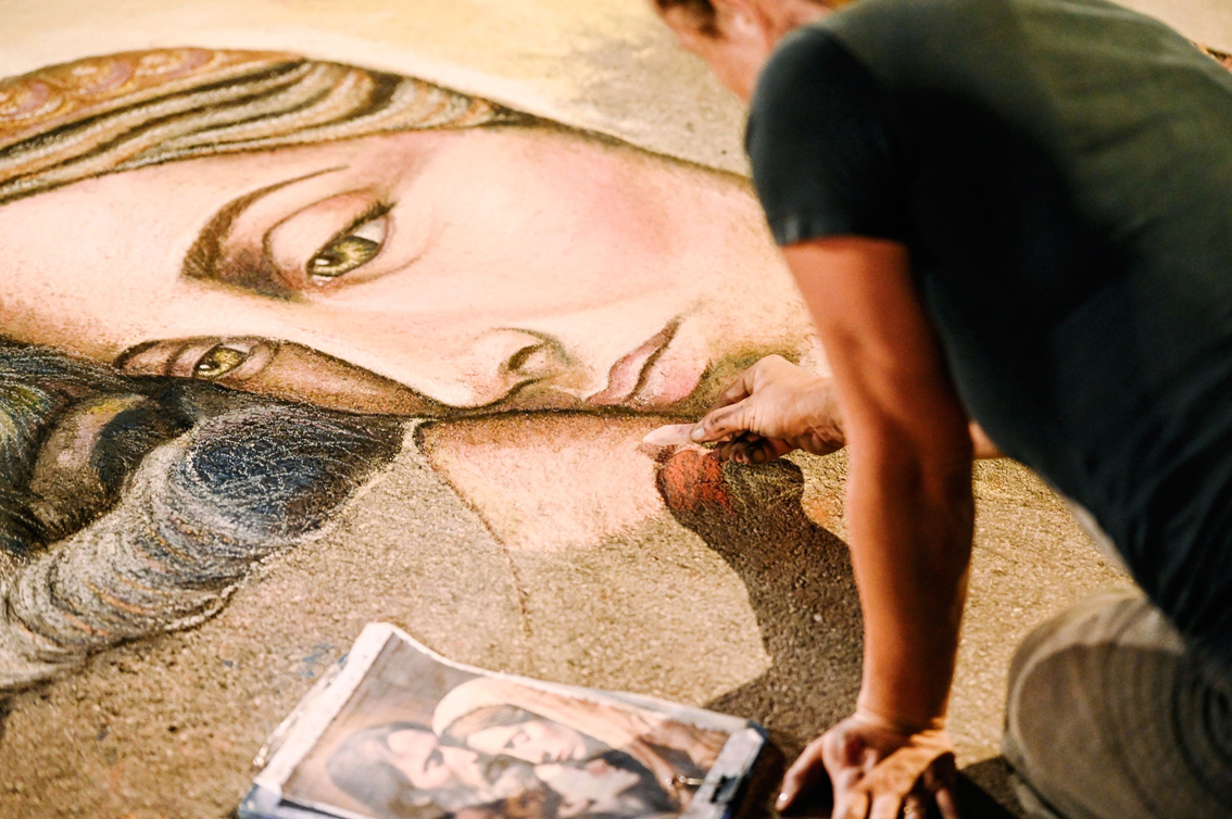 Madonnari durante la Fiera delle Grazie